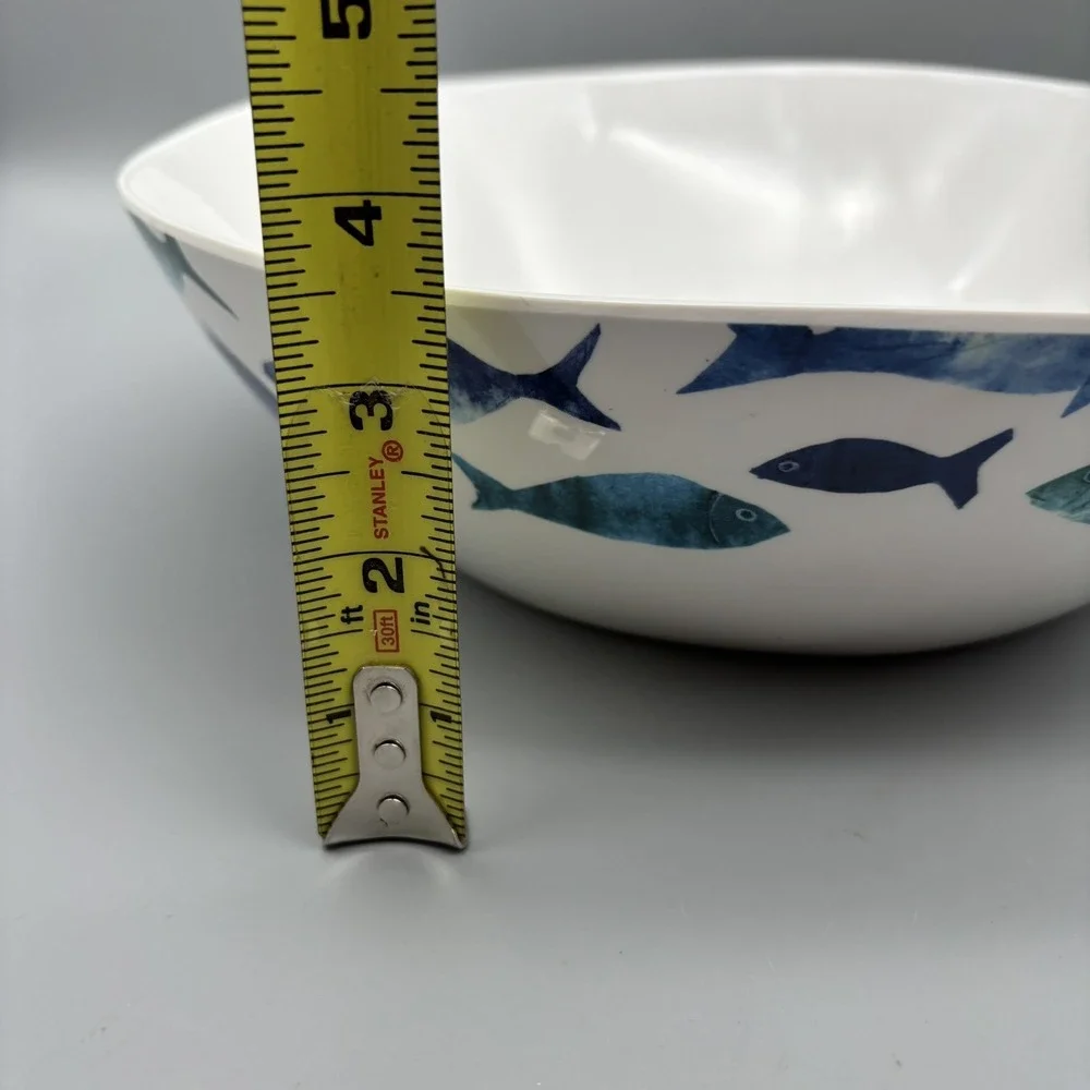 SIGRID OLSEN Fish Melamine Pasta Salad Bowl Green Teal Blue‎ 11.75